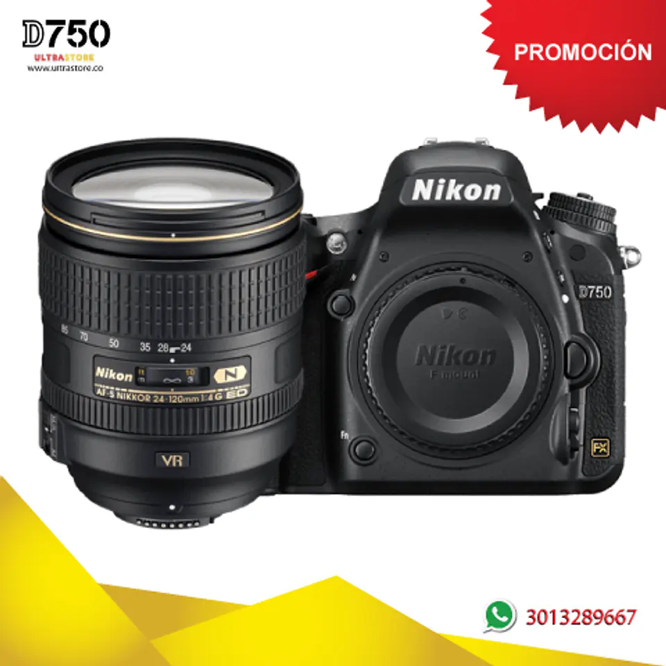 Nikon FX D750 24-120mm VR 24.3 Mpx con Memoria 32gb y Estuche 1