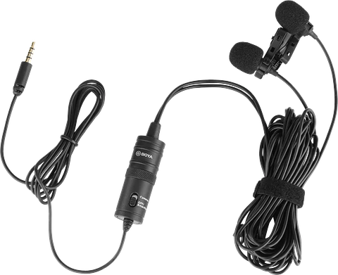 Micrófono doble de solapa alámbrico Boya M1DM Dual Omni Direccional