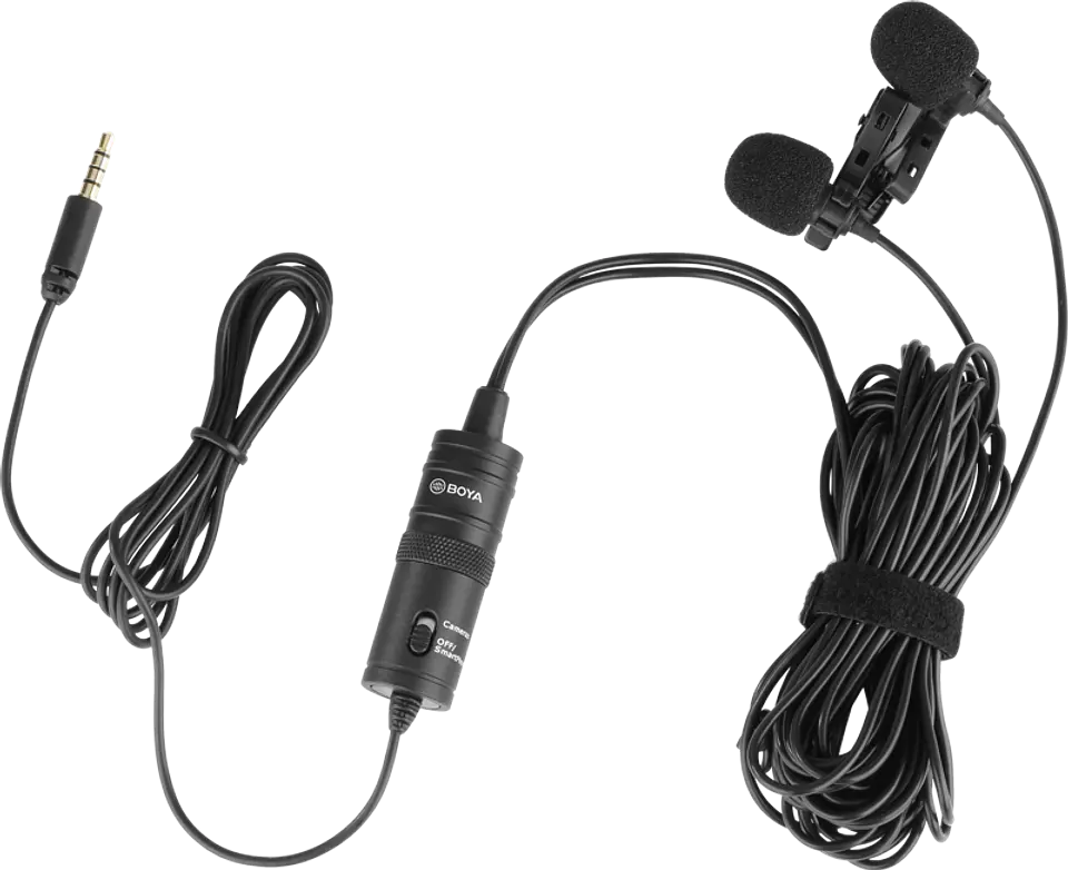 Micrófono doble de solapa alámbrico Boya M1DM Dual Omni Direccional 1