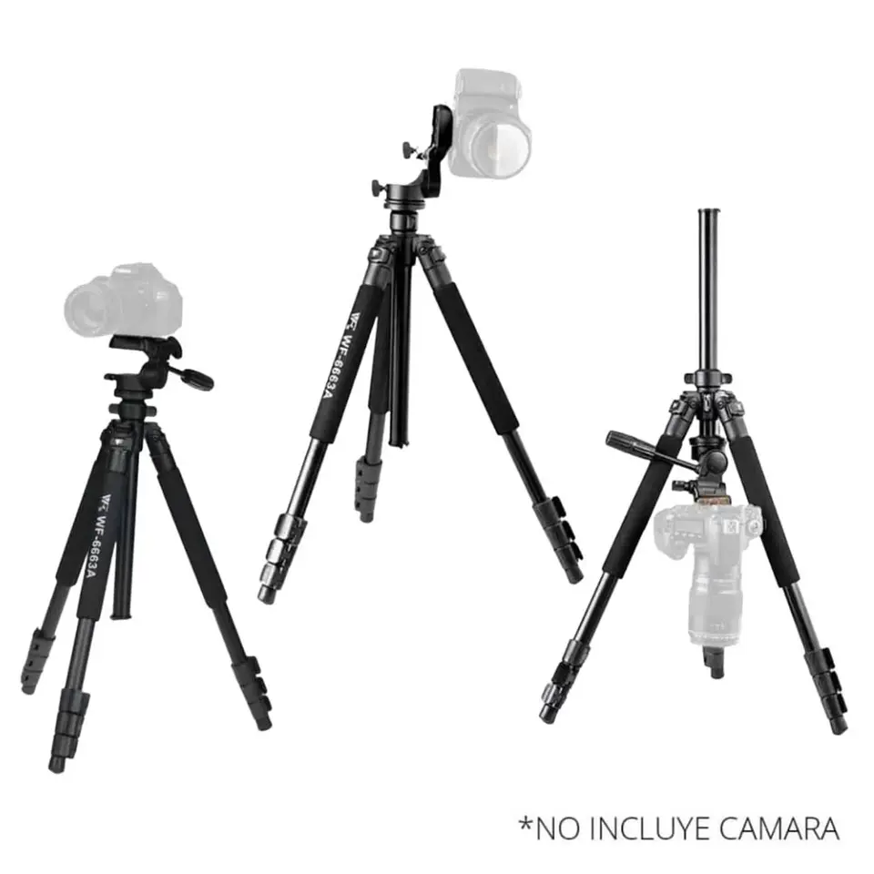 Tripode Weifeng 6663a 1.70mt Cabeza fluida Pan Head con soporte para celular 1