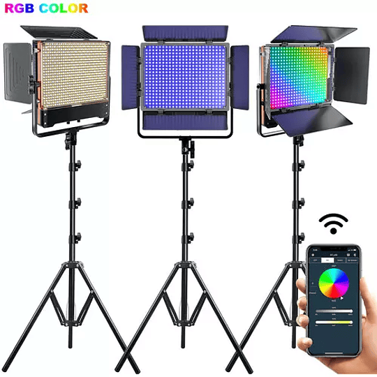 Juego de 3 luces Estudio GVM 50SM RGB Bicolor Doble faz 5600k