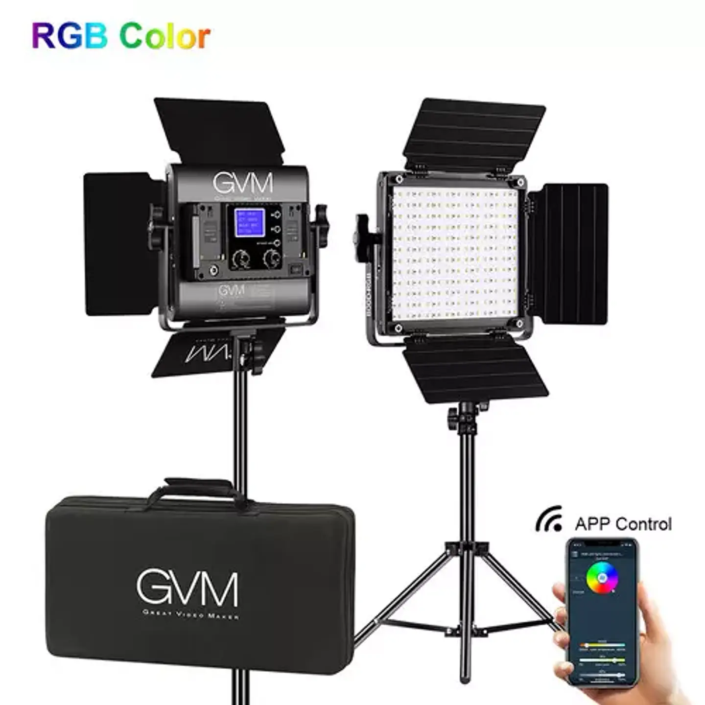 Juego de 2 luces Estudio Profesional GVM 800D RGB 5600k 1