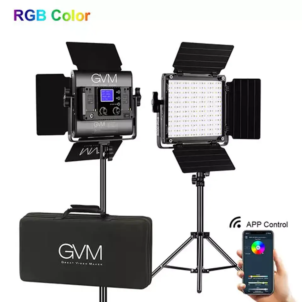 Juego de 2 luces Estudio Profesional GVM 800D RGB 5600k 1