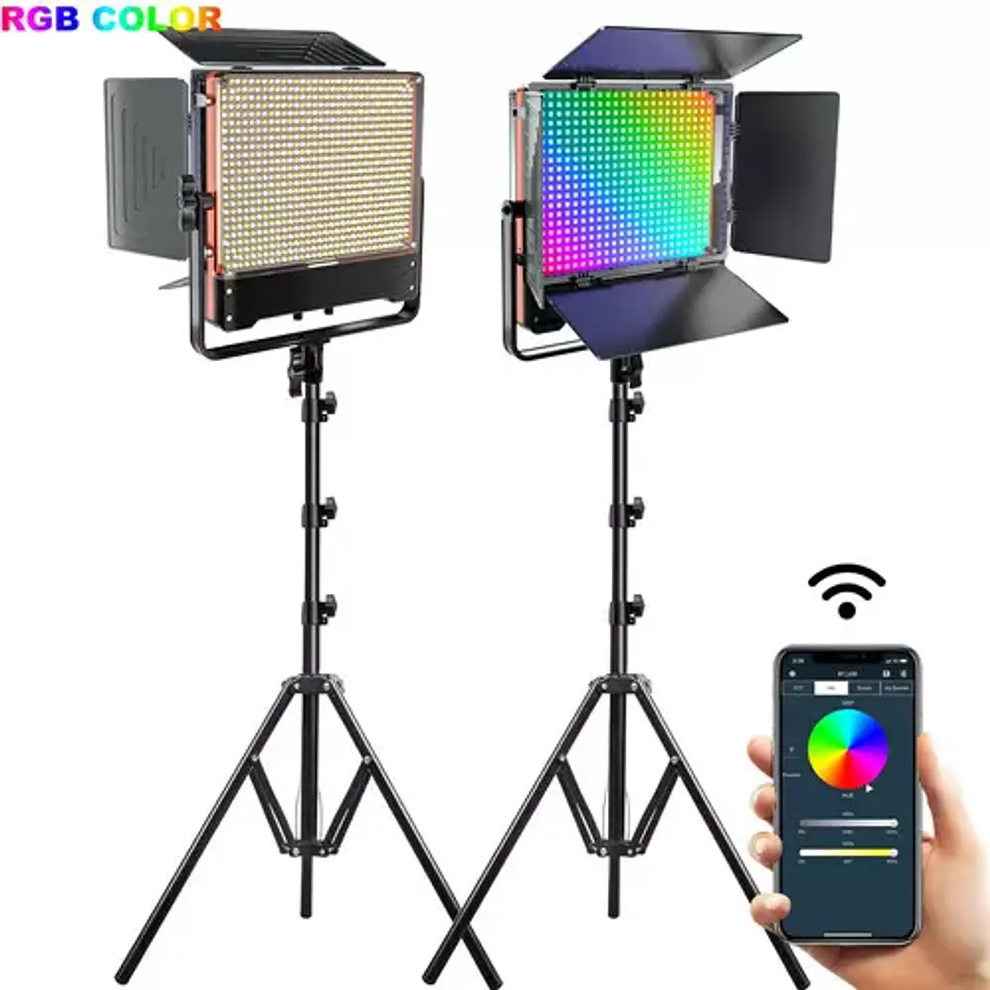 Juego de 2 luces Estudio GVM 50SM RGB Bicolor Doble faz 5600k 1