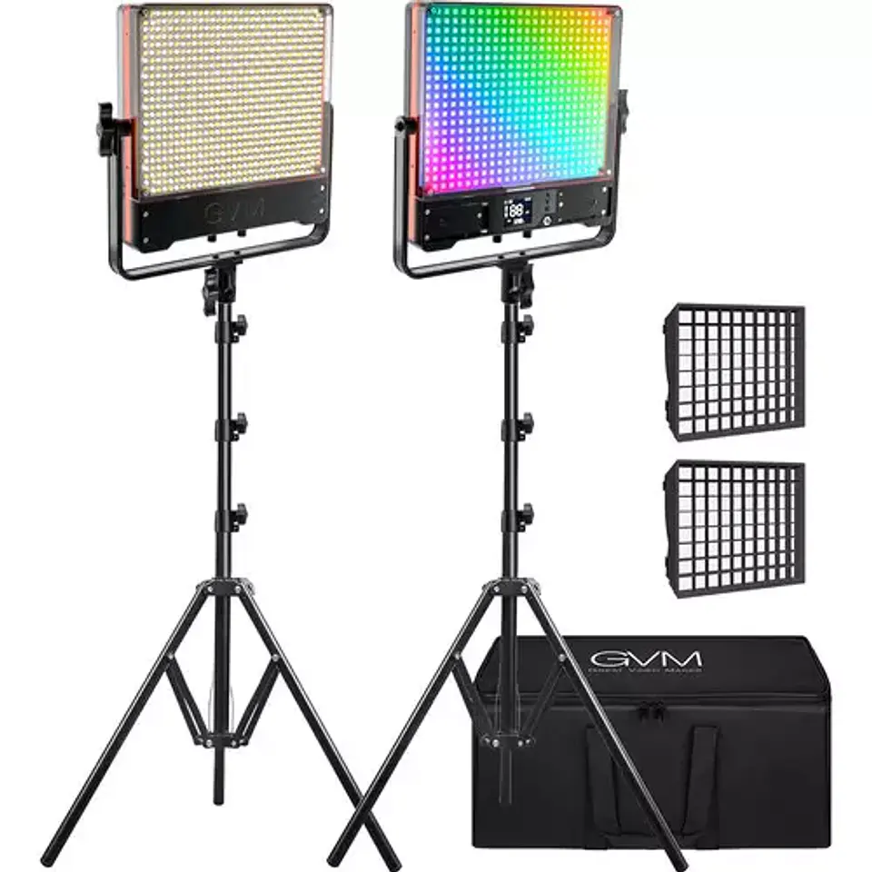 Juego de 2 luces Estudio GVM 50SM RGB Bicolor Doble faz 5600k 2