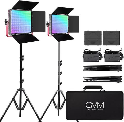 Juego de 2 luces Estudio Profesional GVM 1200D RGB Bicolor 5600k