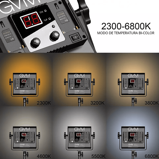 Juego de 2 luces LED Profesionales GVM 560AS Bicolor 5600k Difusor