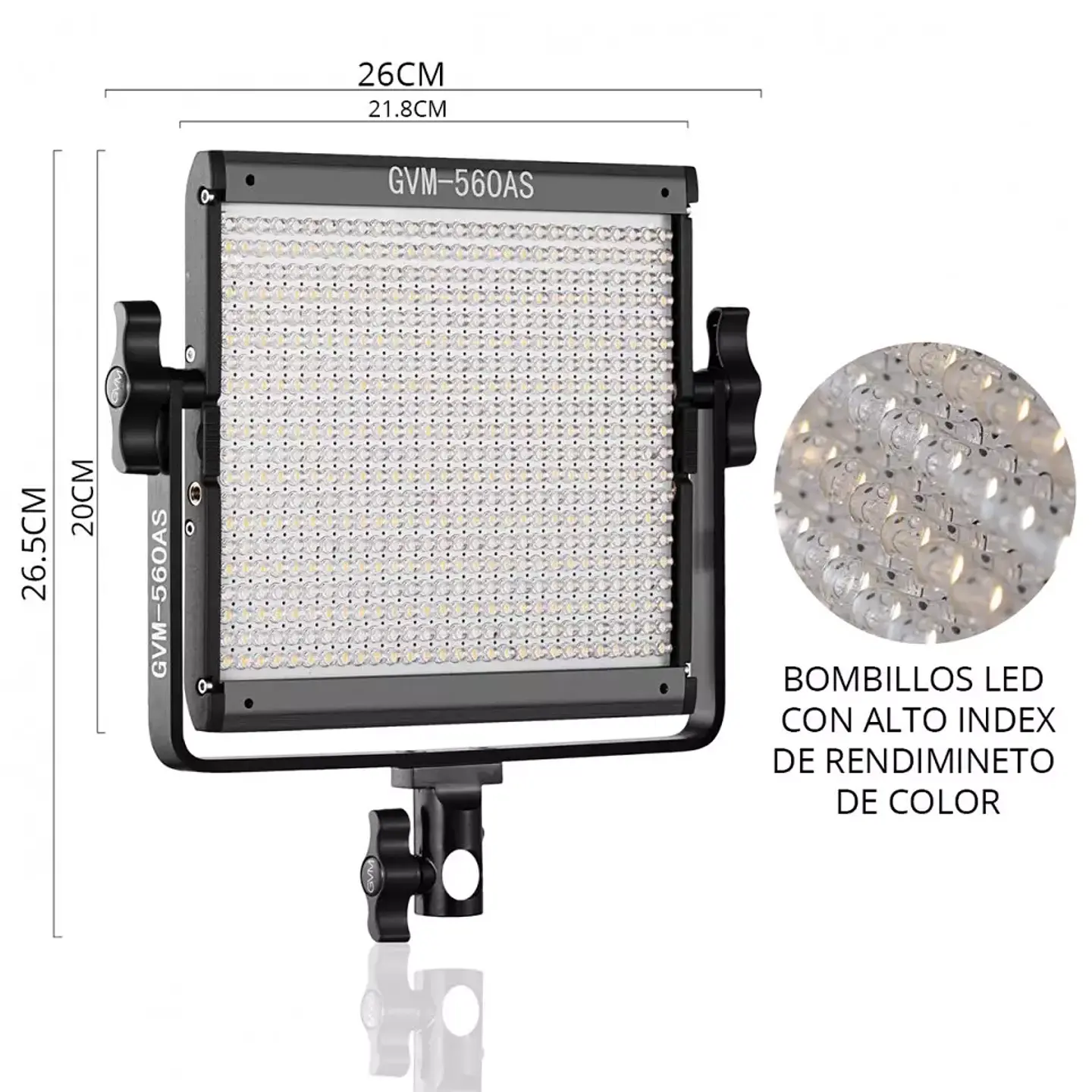 Juego de 2 luces LED Profesionales GVM 560AS Bicolor 5600k Difusor 3