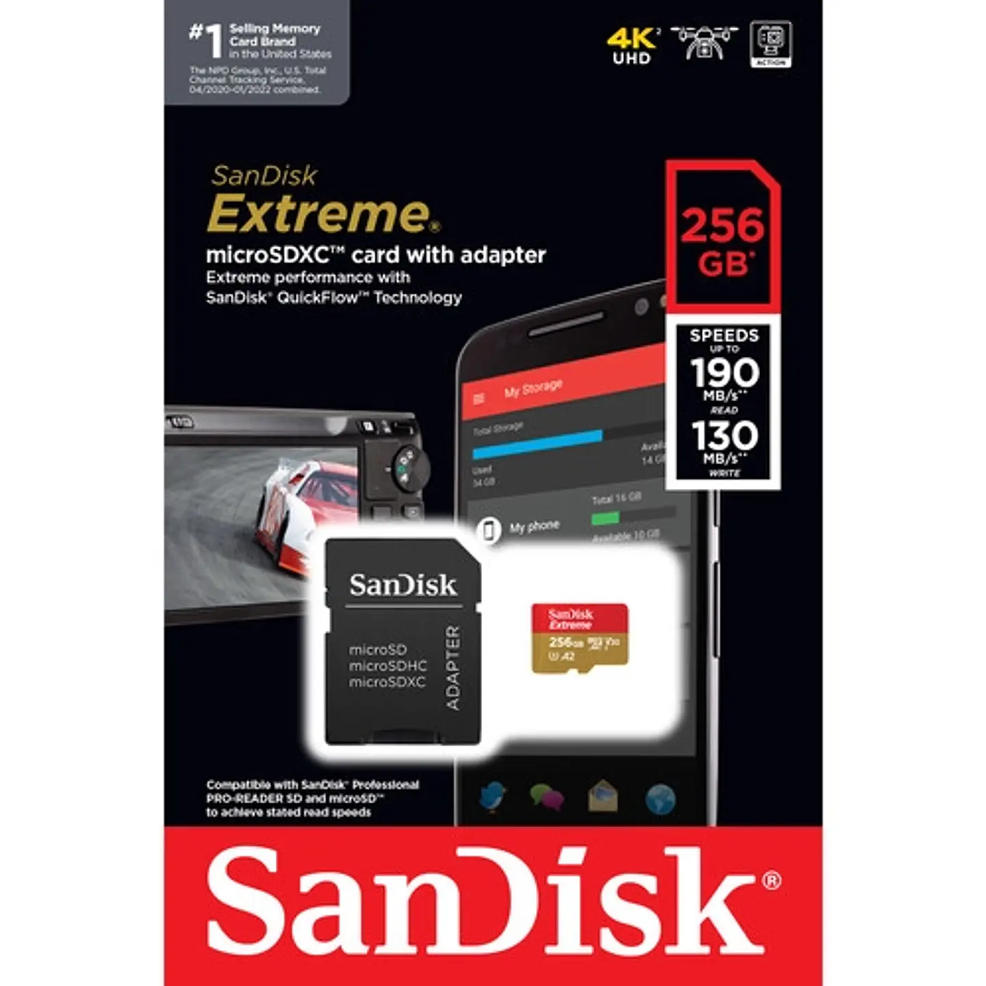 Memoria Sandisk Extreme 256gb Micro SD Clase 10 U3 V30 4k 1