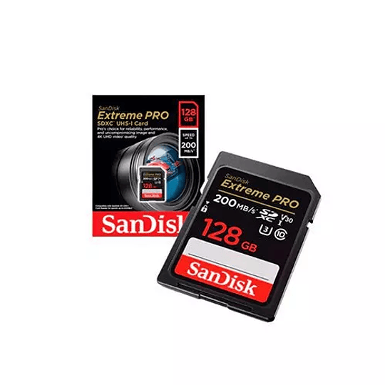 Memoria Sandisk Extreme Pro 128gb SDHC SDXC Clase 10 U3 V30 4k