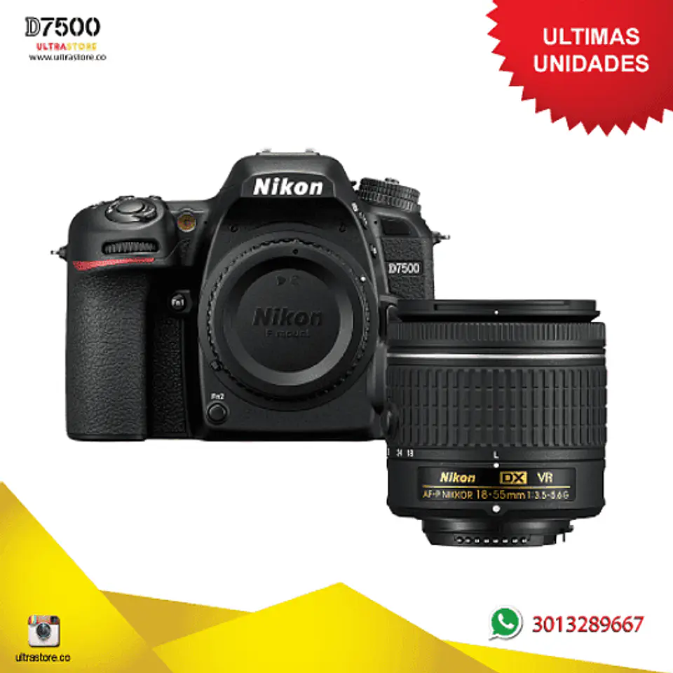 Nikon D7500 18-55mm VR AFP Video 4K 20.9 Mpx Memoria 32gb Estuche 1