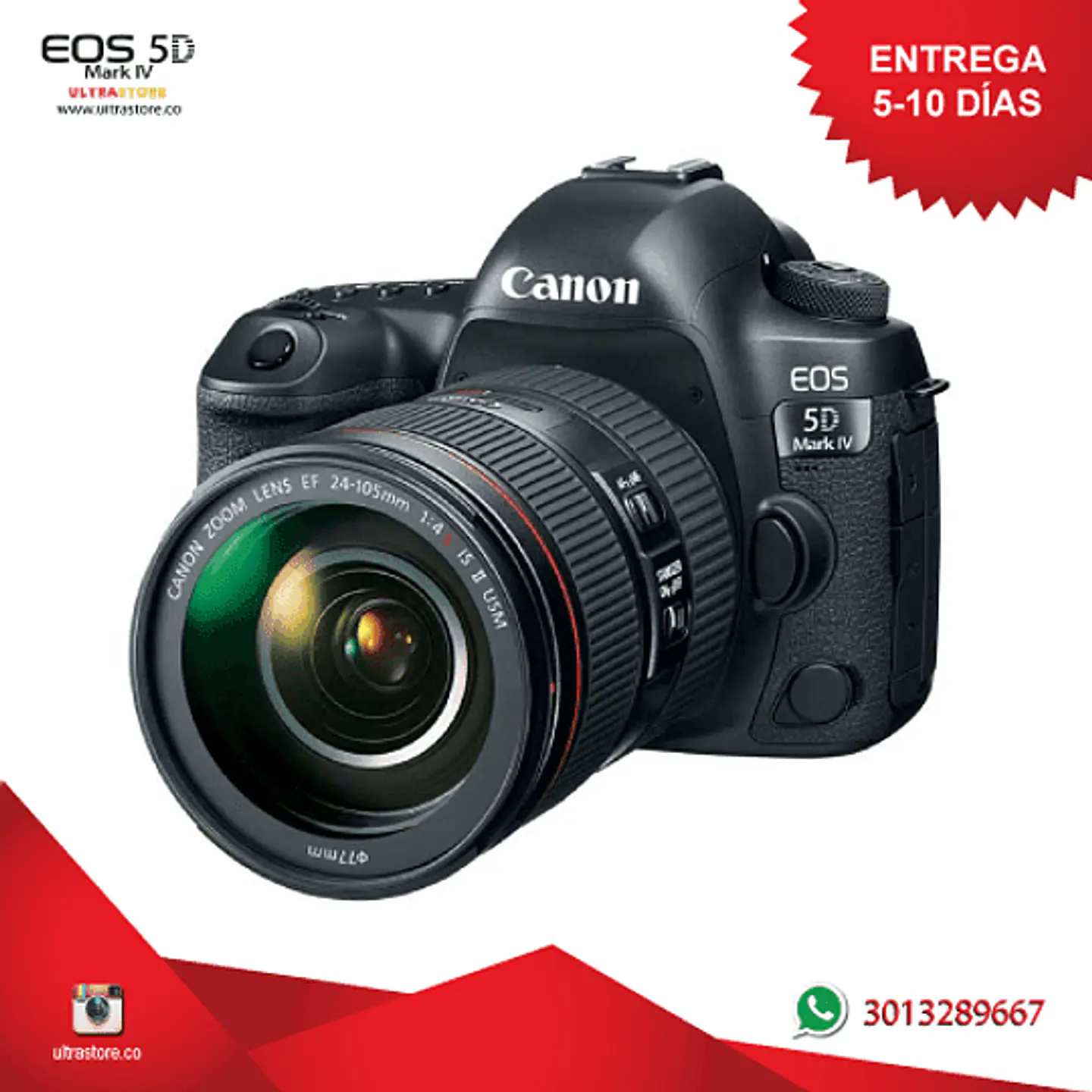 Canon 5D Mark IV 24-105mm L USM II 30.4 mpx Cuerpo con Memoria 32gb y Estuche 1