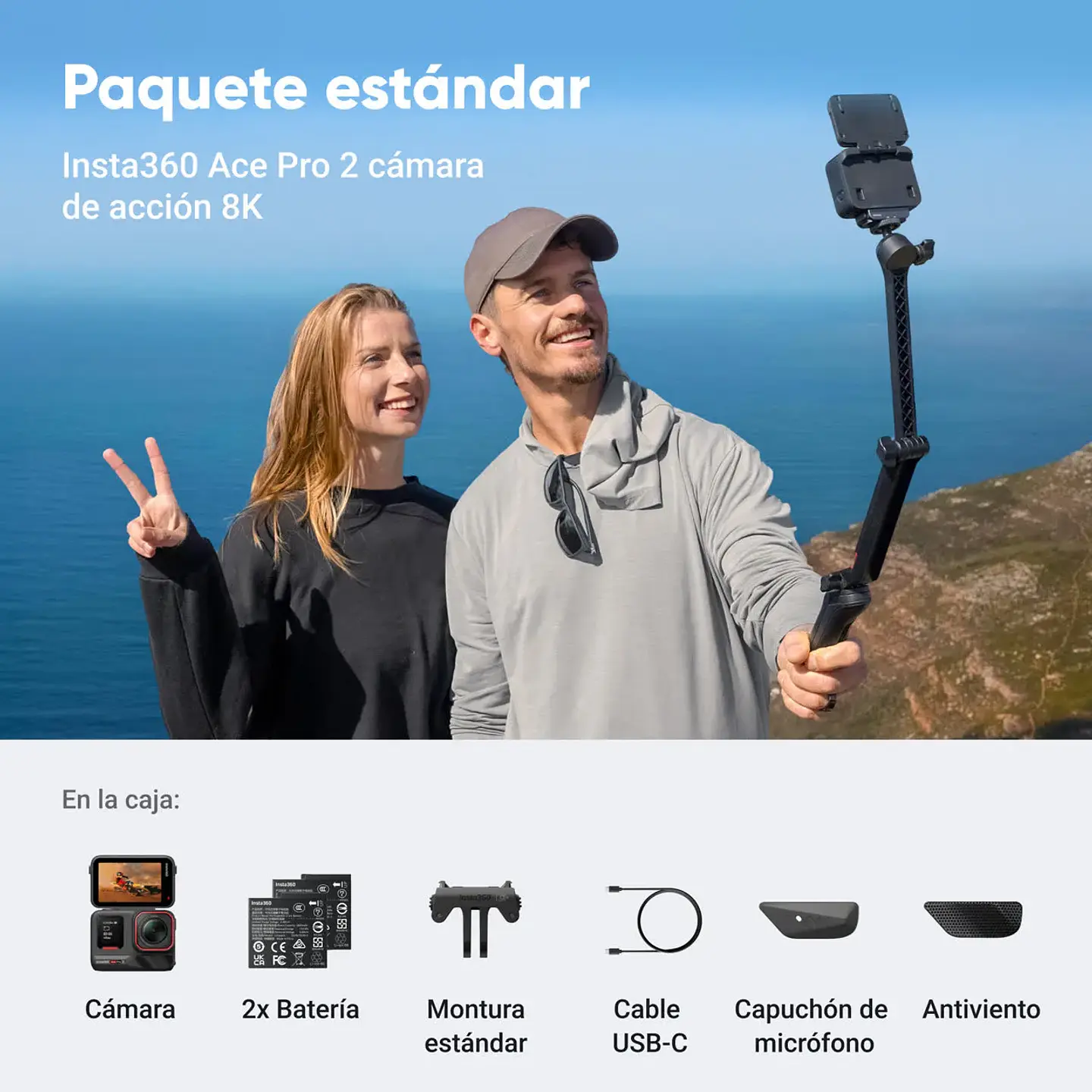 Nueva Cámara Insta360 Ace Pro 2 8k Lente Leica IA Lcd giratorio táctil 4