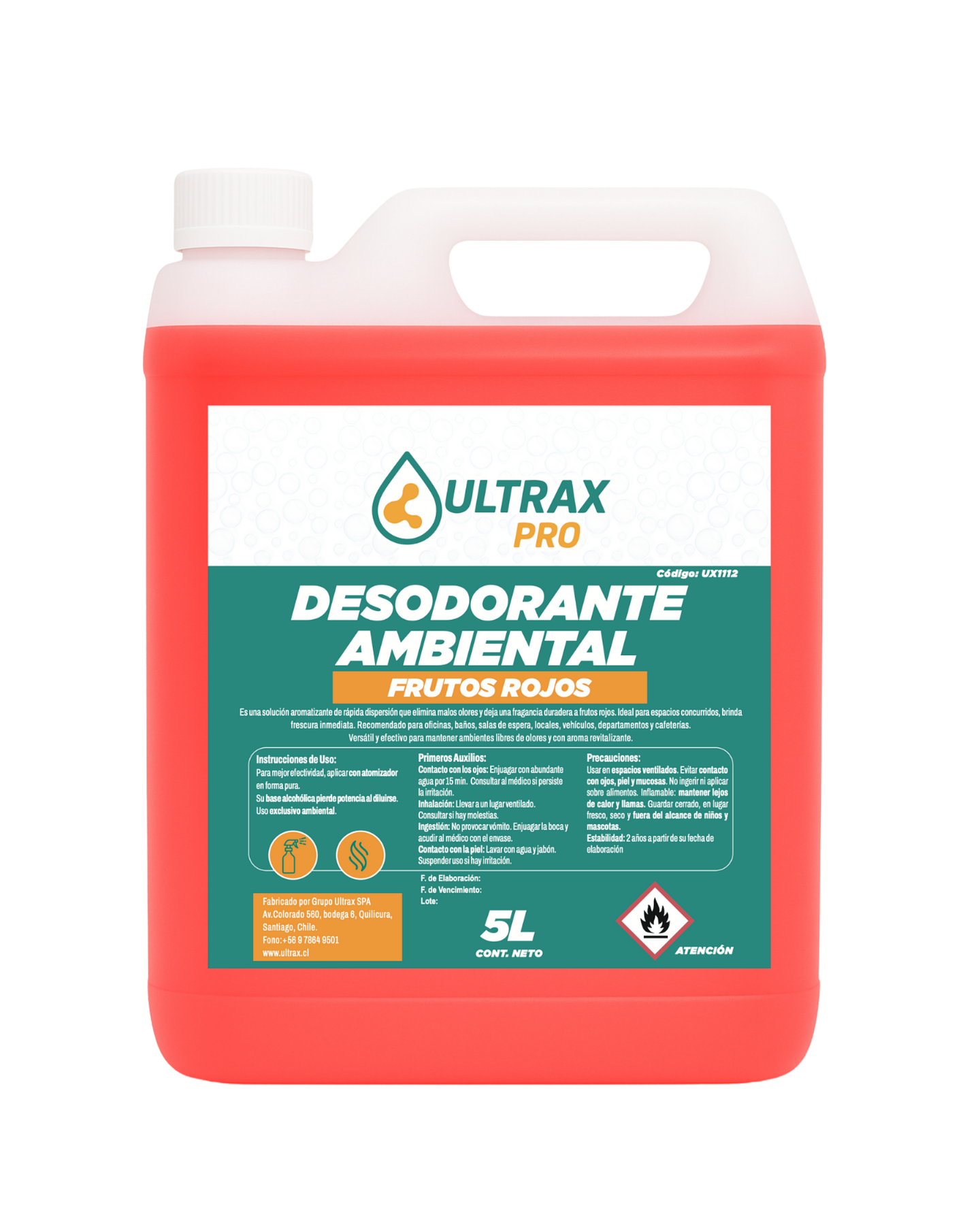 Desodorante Ambiental Frutos Rojos ULTRAX PRO 5L 1
