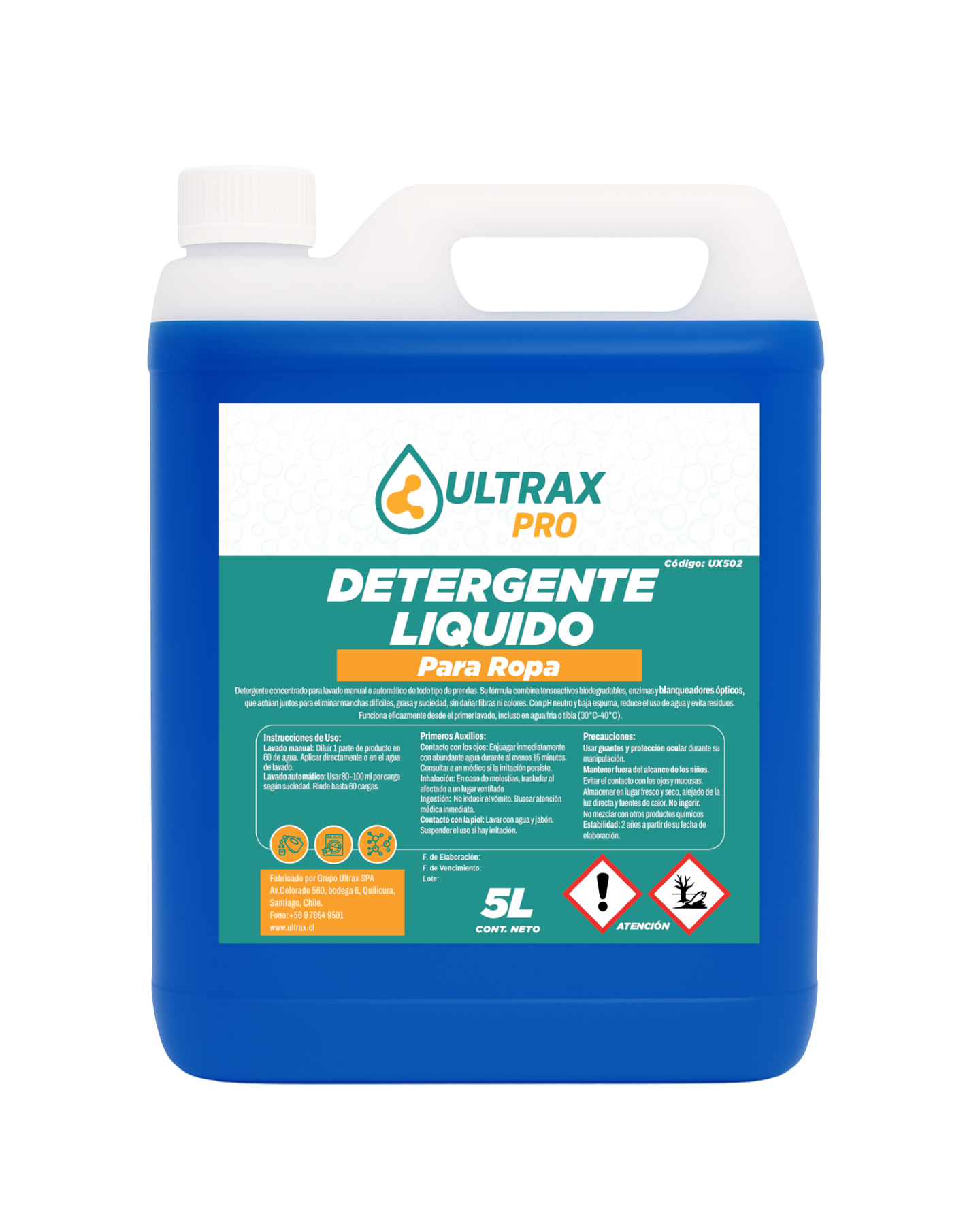 Detergente Líquido Concentrado ULTRAX PRO 5L 1