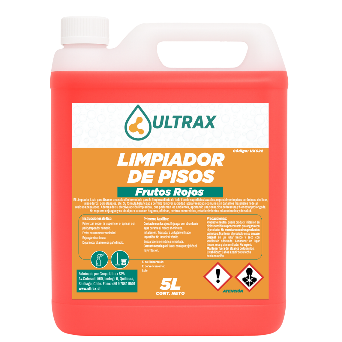 Limpiador de Pisos Frutos Rojos ULTRAX 5L 1
