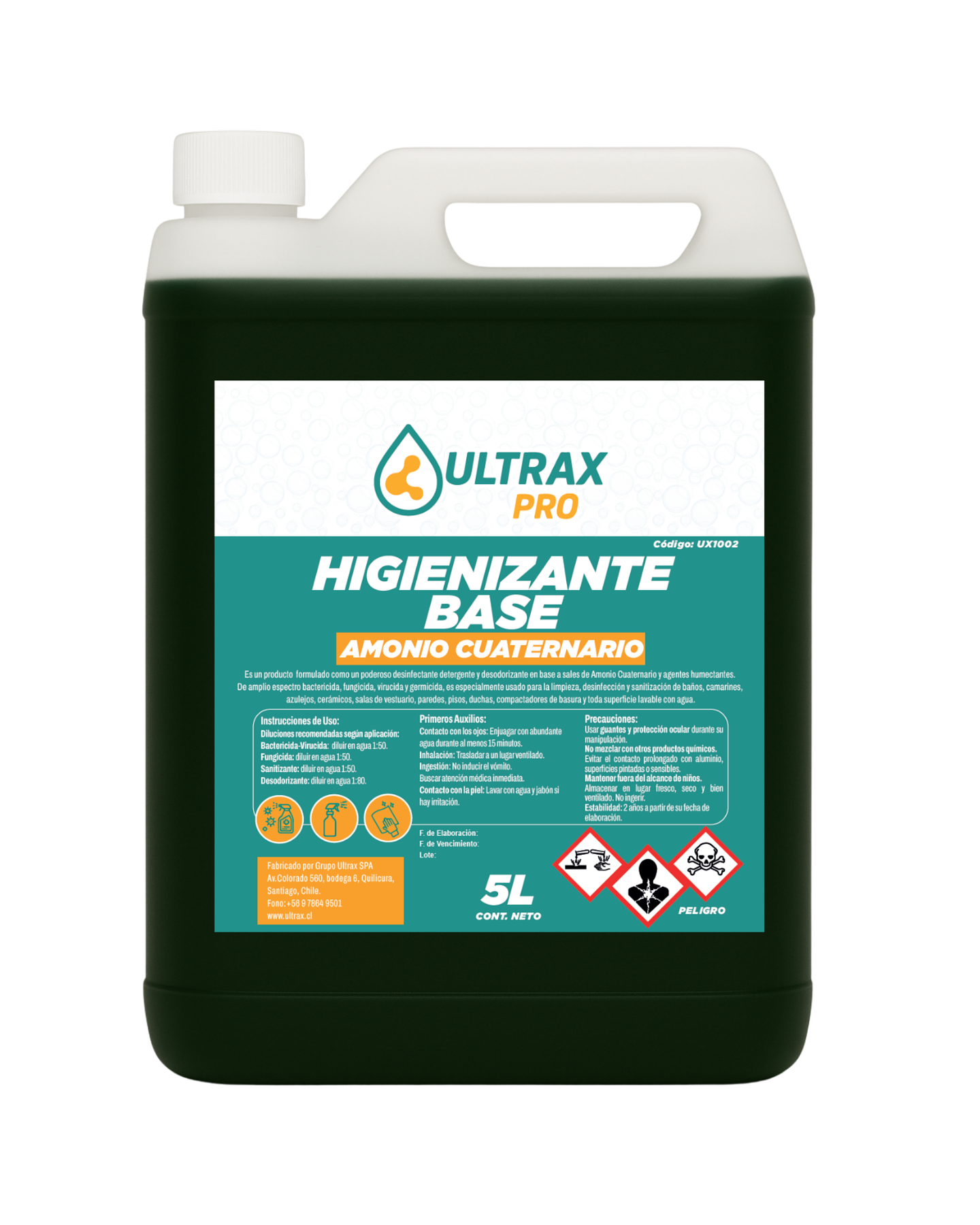 Higienizante Base Amonio Cuaternario Concentrado ULTRAX PRO 5L 1