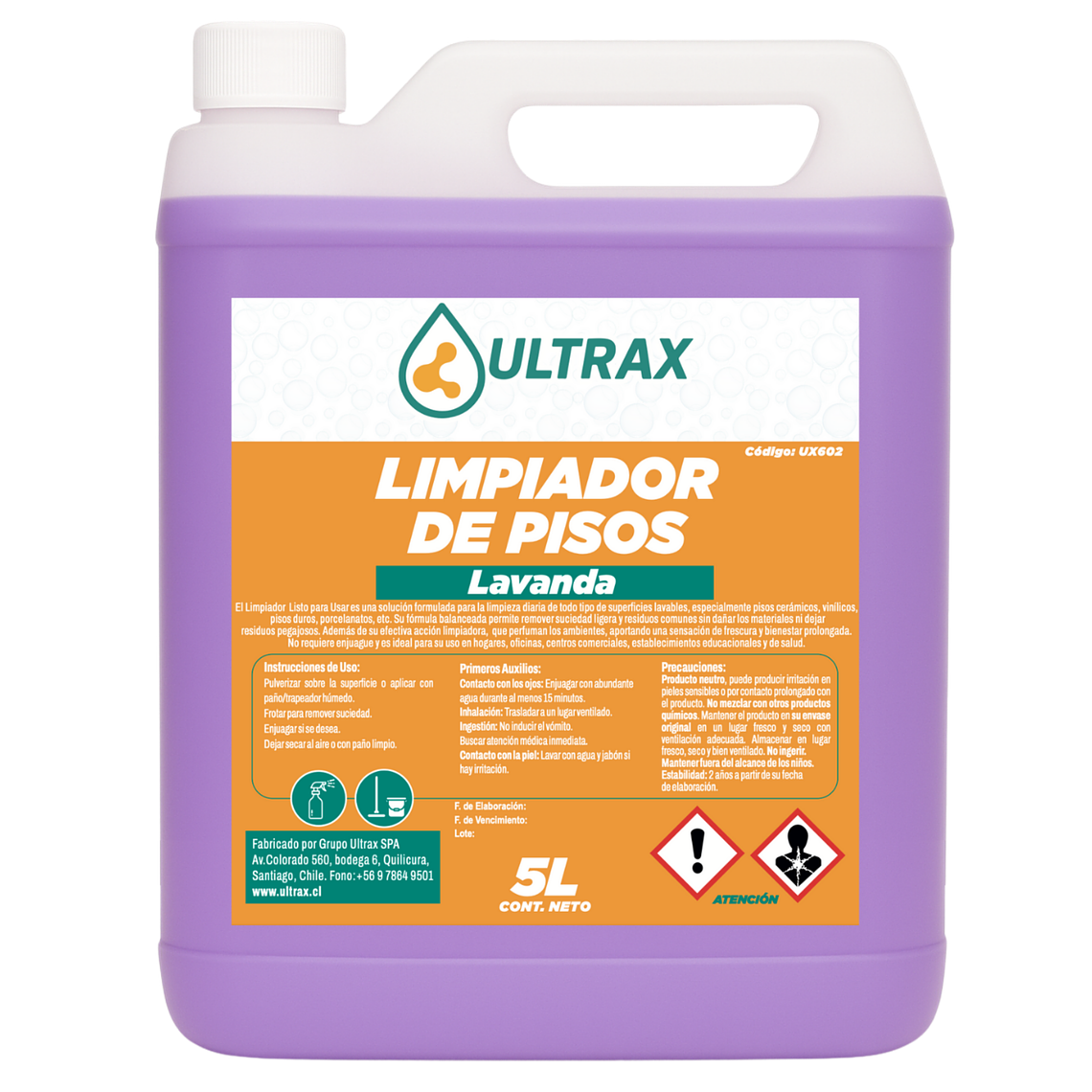 Limpiador de Pisos Lavanda ULTRAX 5L 1
