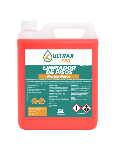 Limpiador de Pisos Concentrado Frutos Rojos ULTRAX PRO 5L