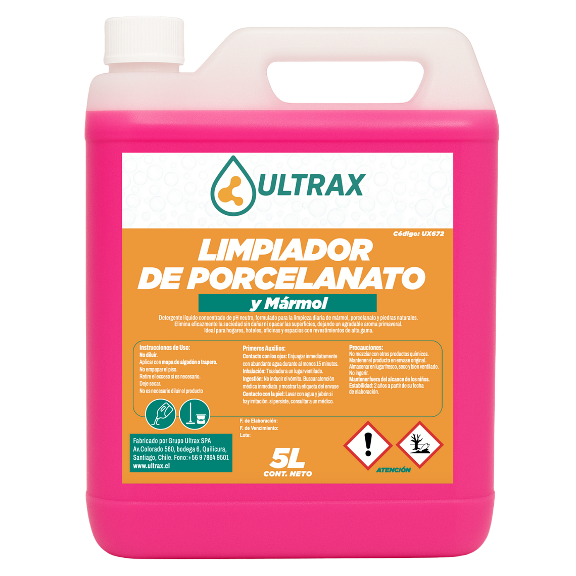 Limpiador de Porcelanato y Mármol ULTRAX 5L 1