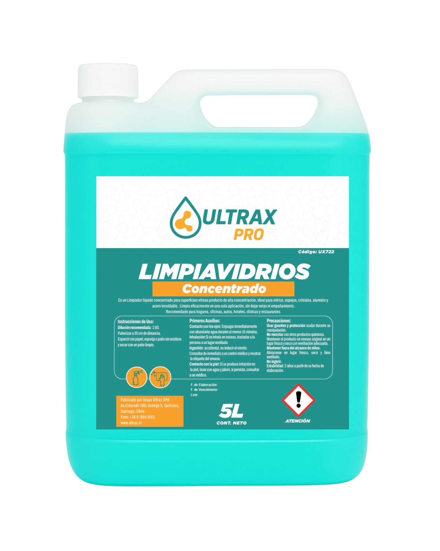 Limpiavidrios Concentrado ULTRAX PRO 5L 1
