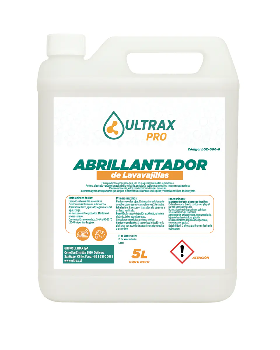 ABRILLANTADOR PARA LAVAVAJILLAS ULTRAX PRO ENV 5L 1