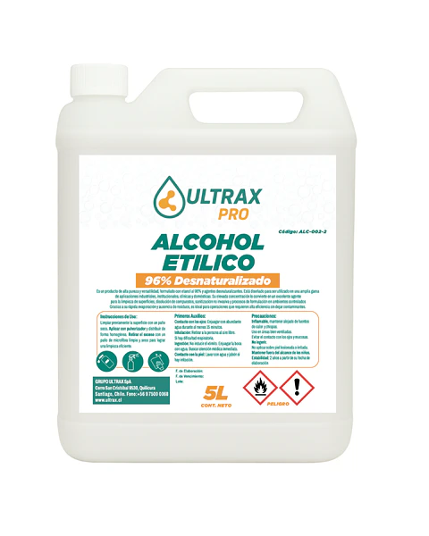 Alcohol Etílico Desnaturalizado 96% ULTRAX PRO 5L