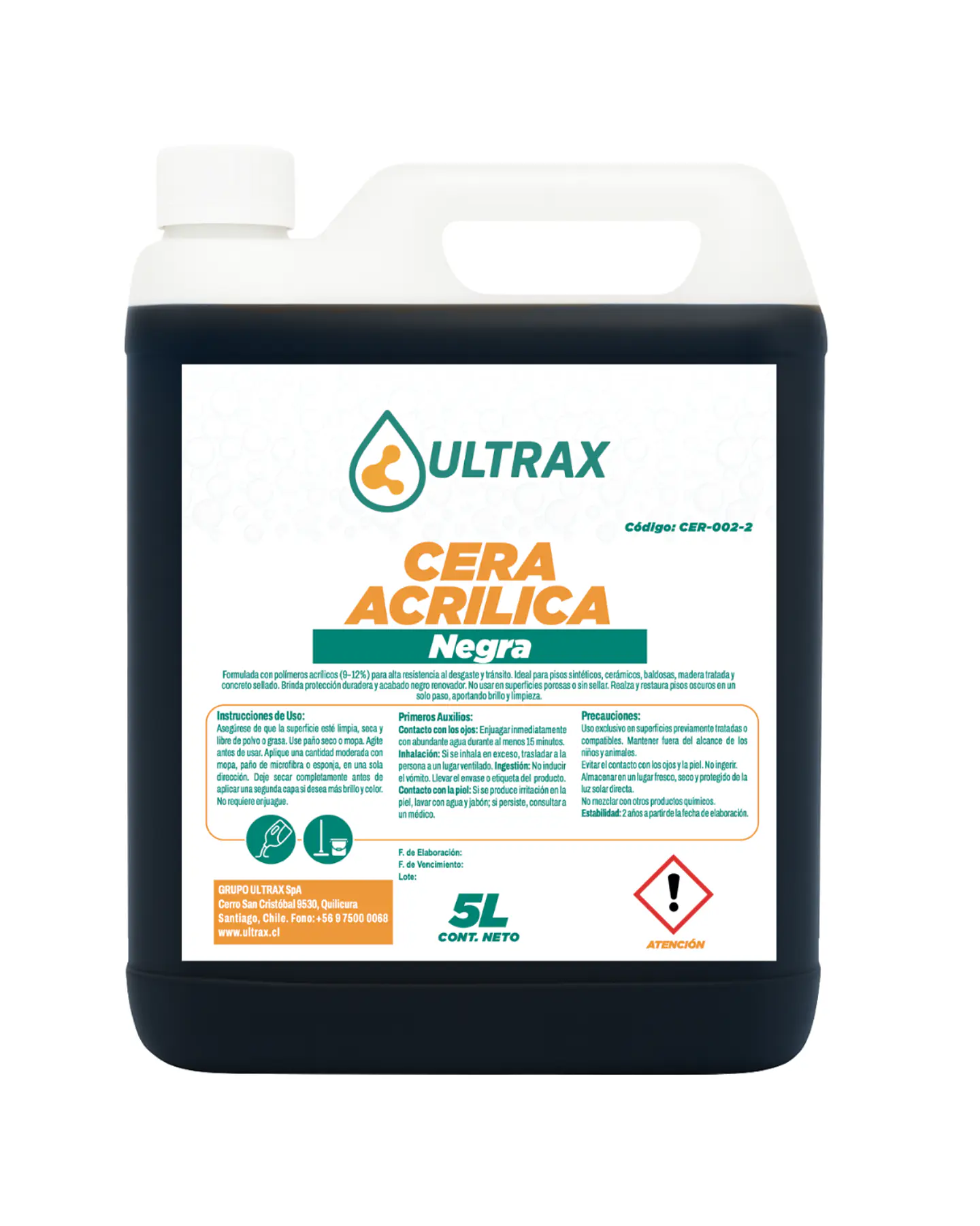 Cera Acrílica Negra ULTRAX 5L 1
