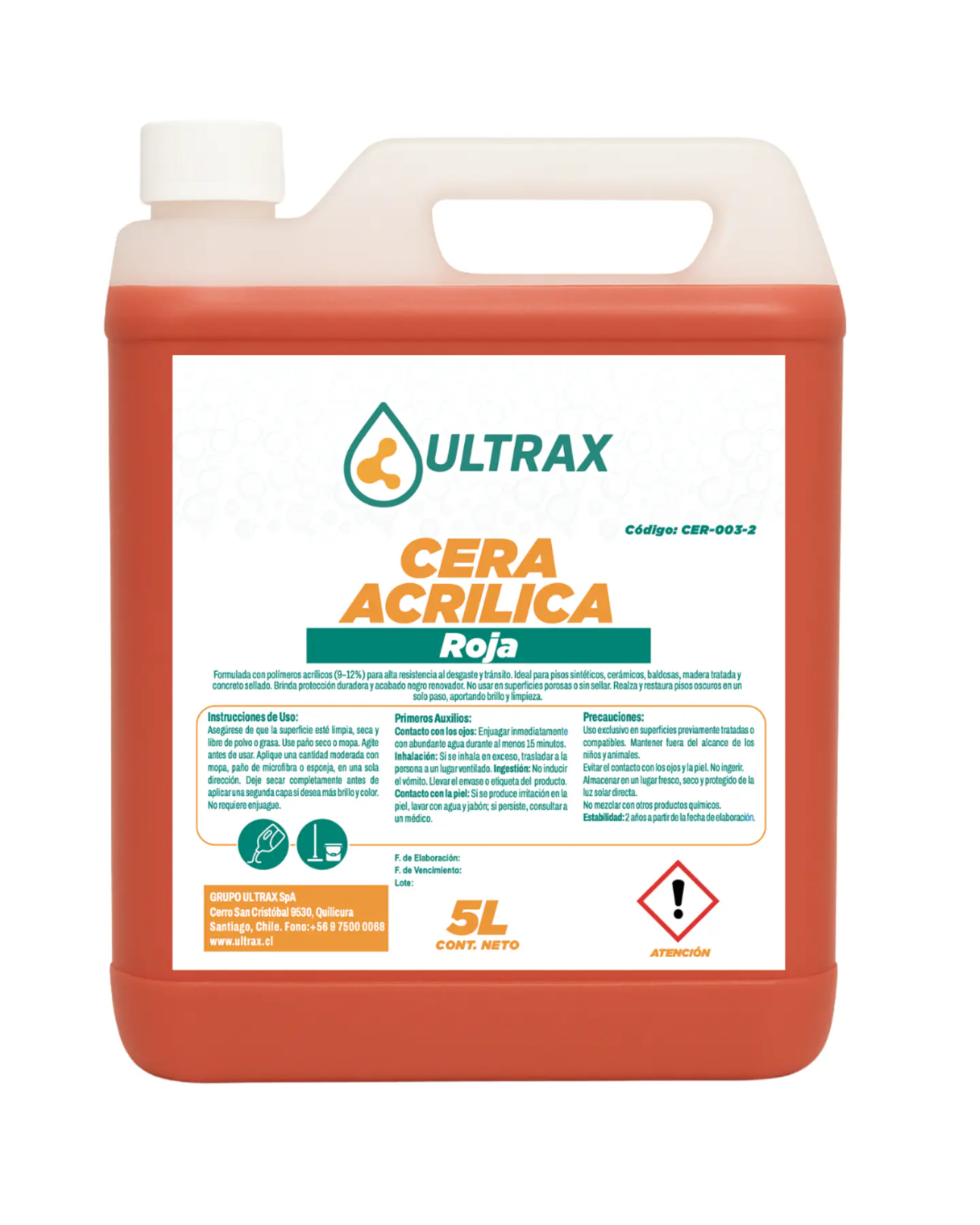 Cera Acrílica Roja ULTRAX 5L 1