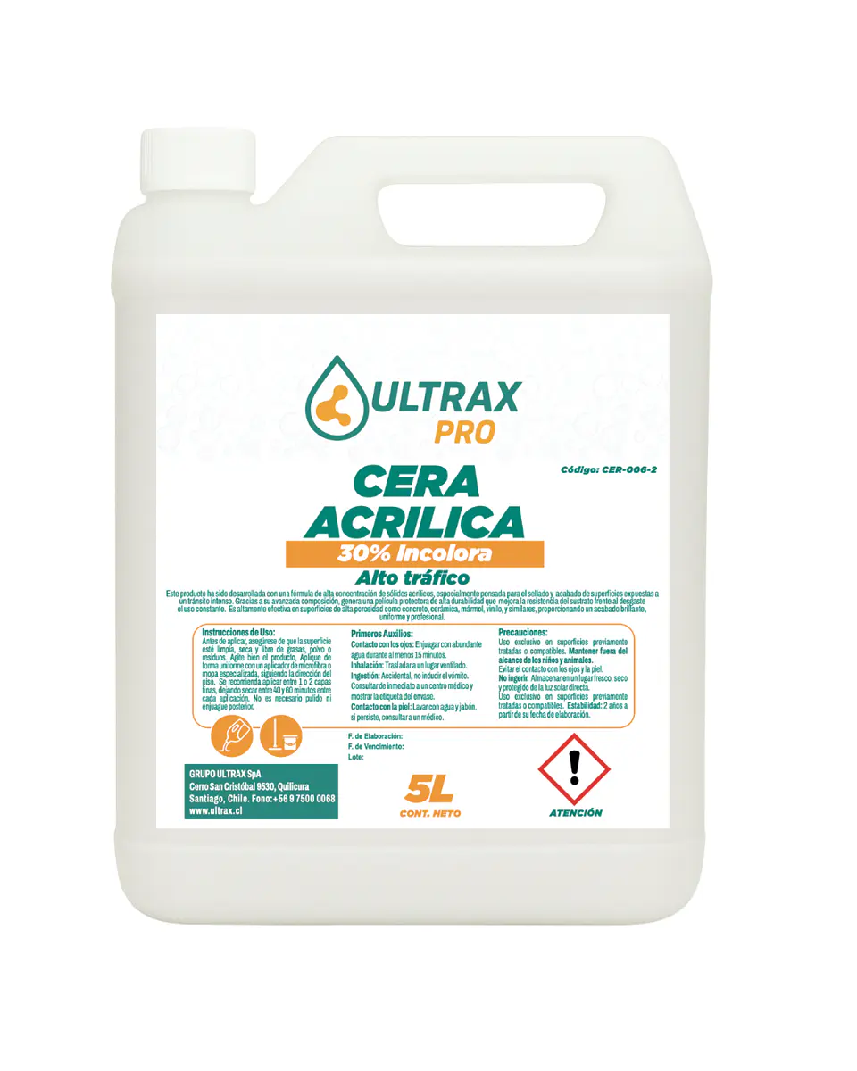 Cera Acrílica 30% ULTRAX PRO ENV 5L 1