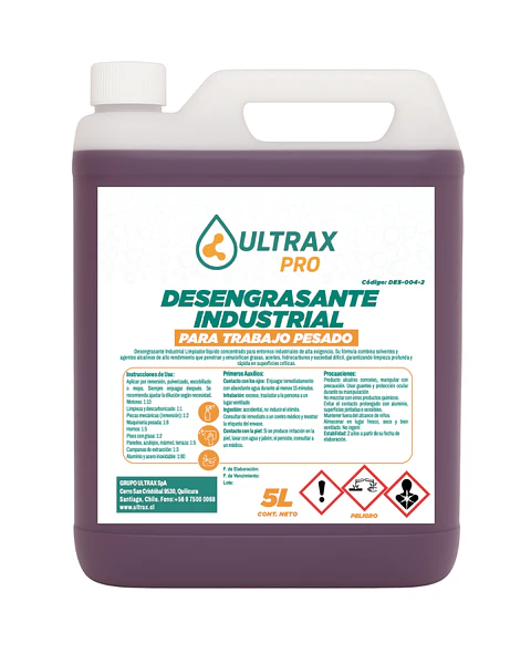 DESENGRASANTE INDUSTRIAL TRABAJO PESADO ULTRAX PRO 5L