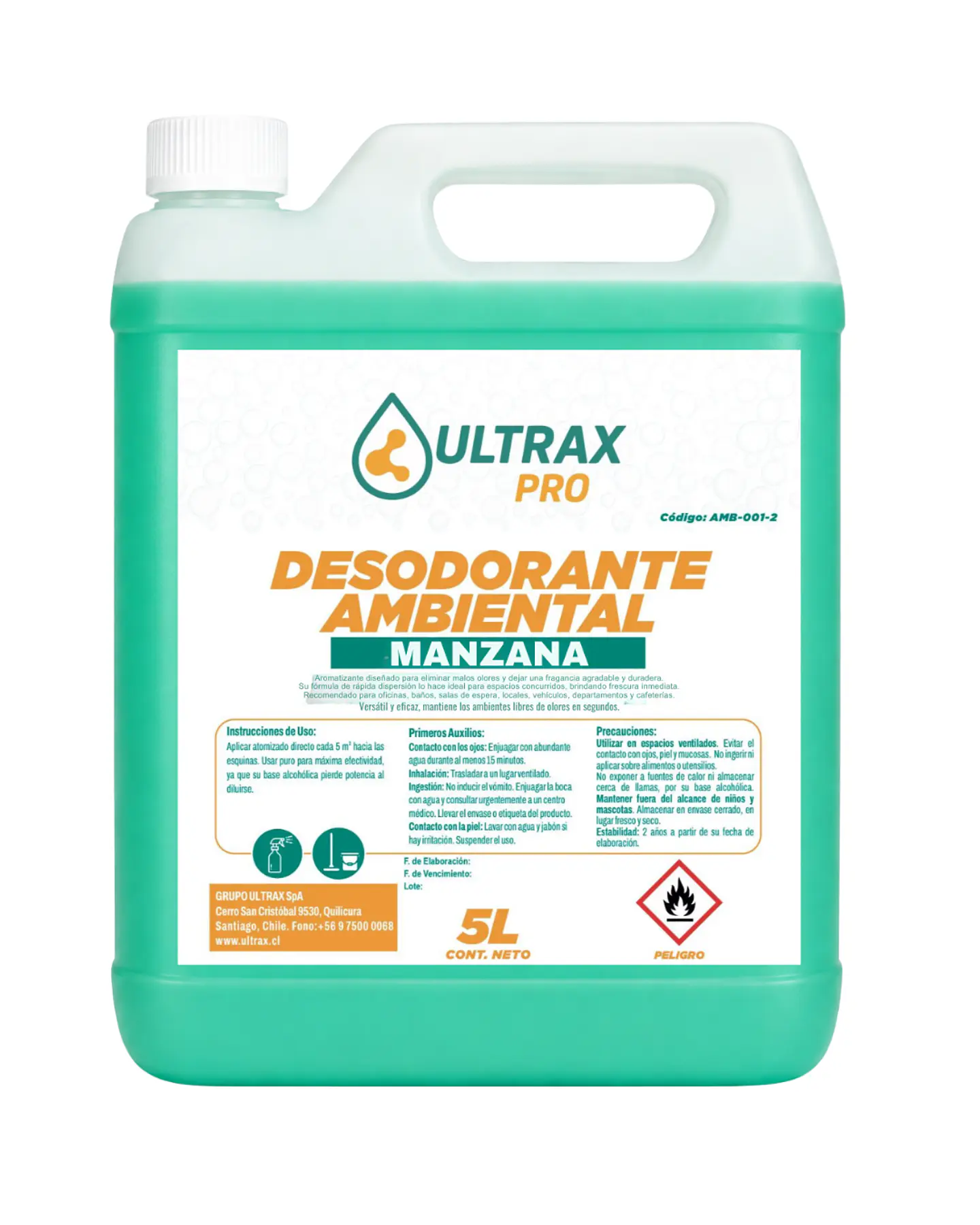 DESODORANTE AMBIENTAL MANZANA ULTRAX PRO ENV 5L 1