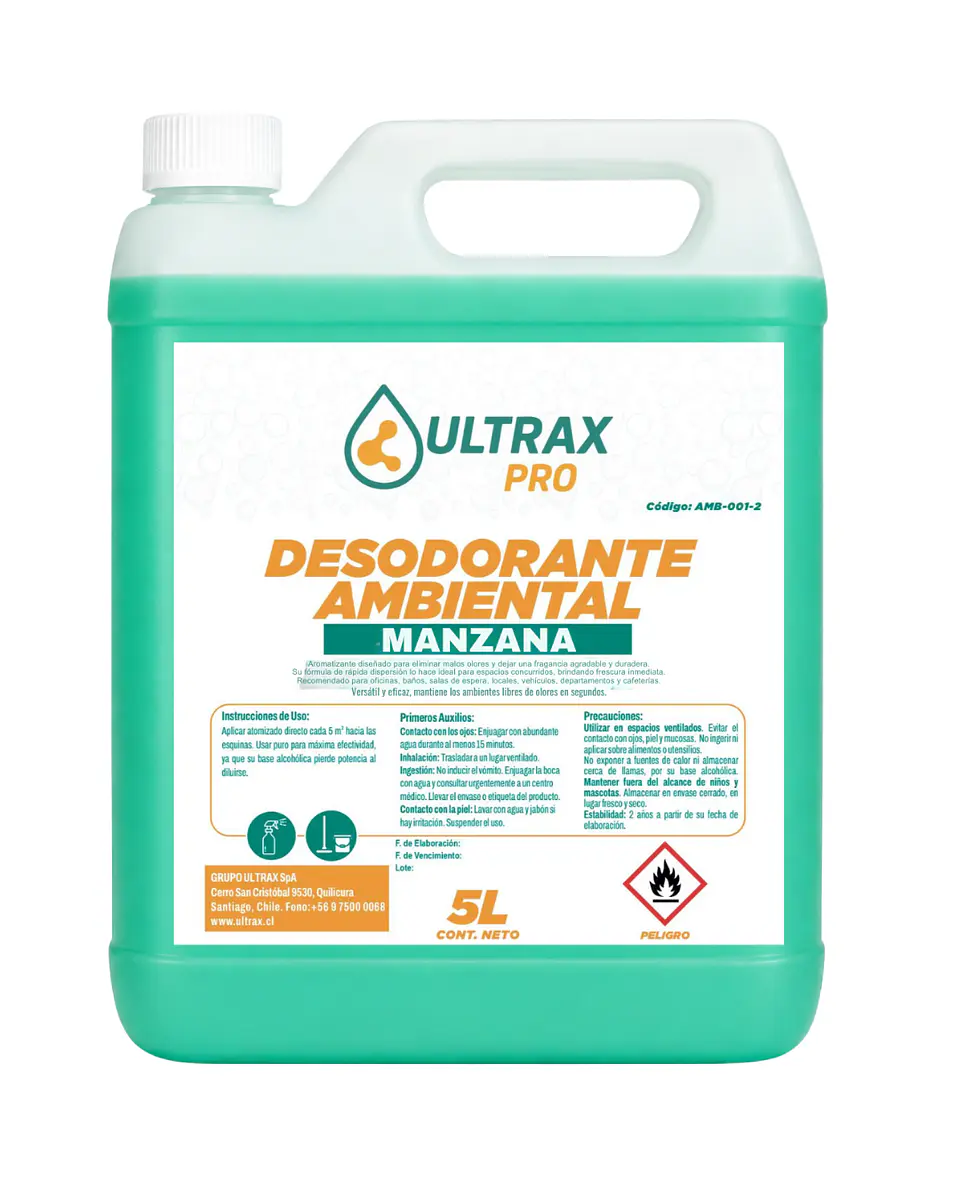 DESODORANTE AMBIENTAL MANZANA ULTRAX PRO ENV 5L 1