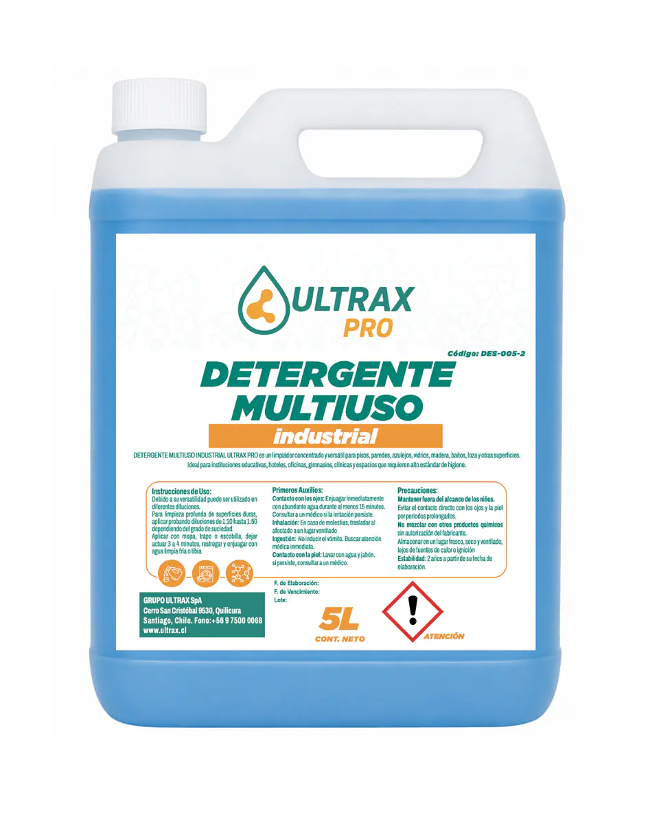 DETERGENTE MULTIUSO INDUSTRIAL ULTRAX PRO ENV 5L 1