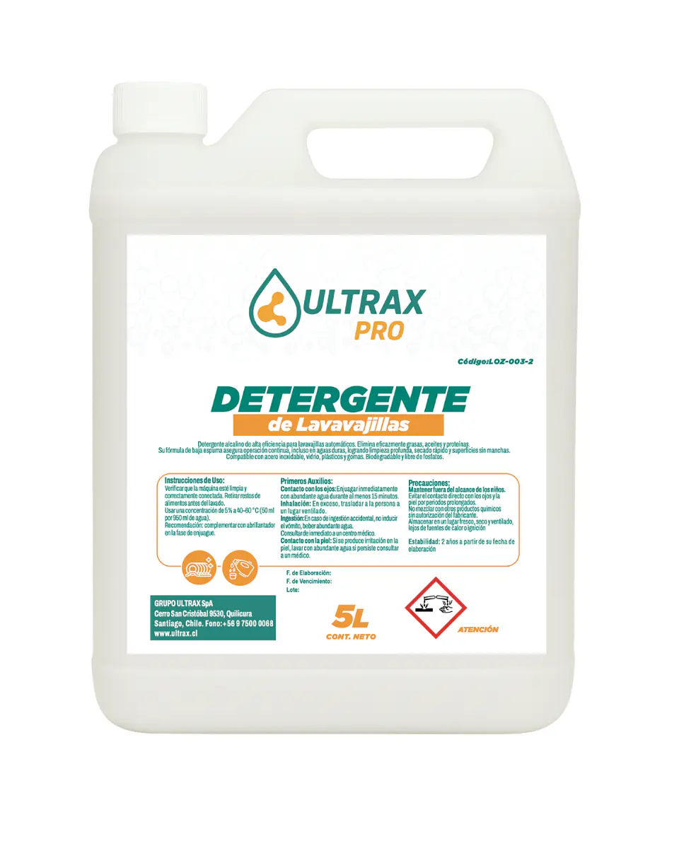 DETERGENTE PARA LAVAVAJILLAS ULTRAX PRO ENV 5L 1