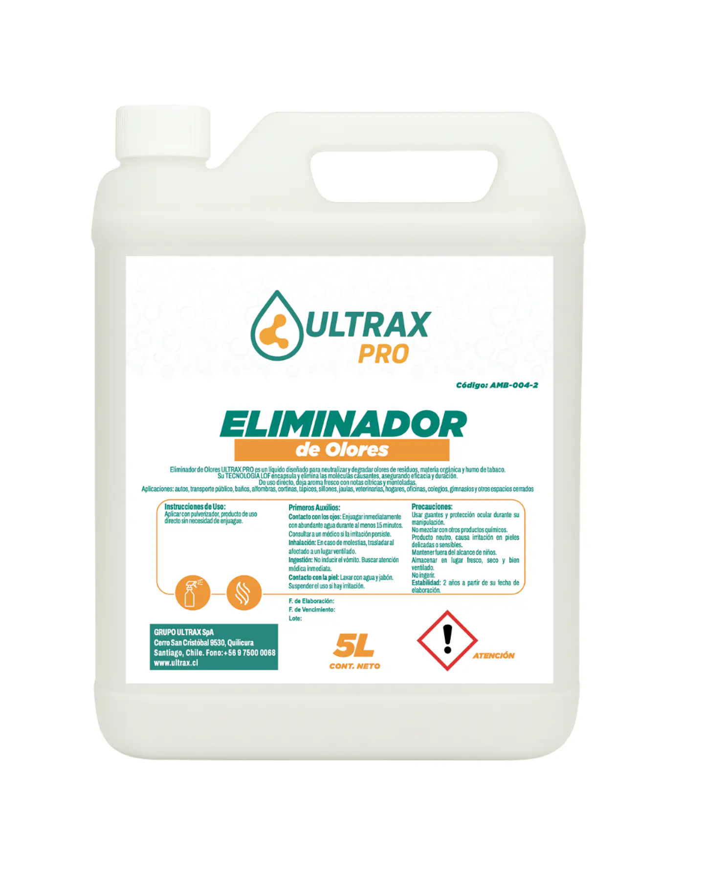 ELIMINADOR DE OLORES ULTRAX PRO ENV 5L 1