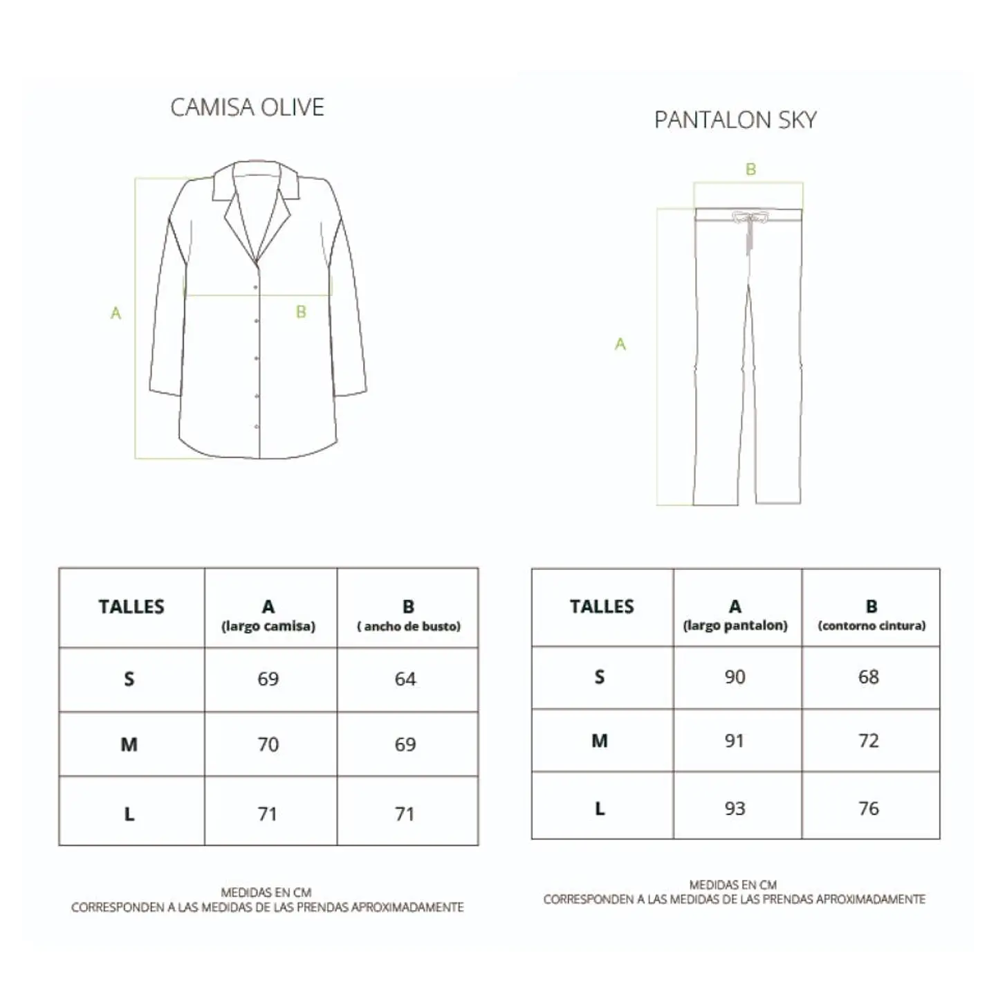 Pijama Olive St. Lucia Camisa/Pantalón 6