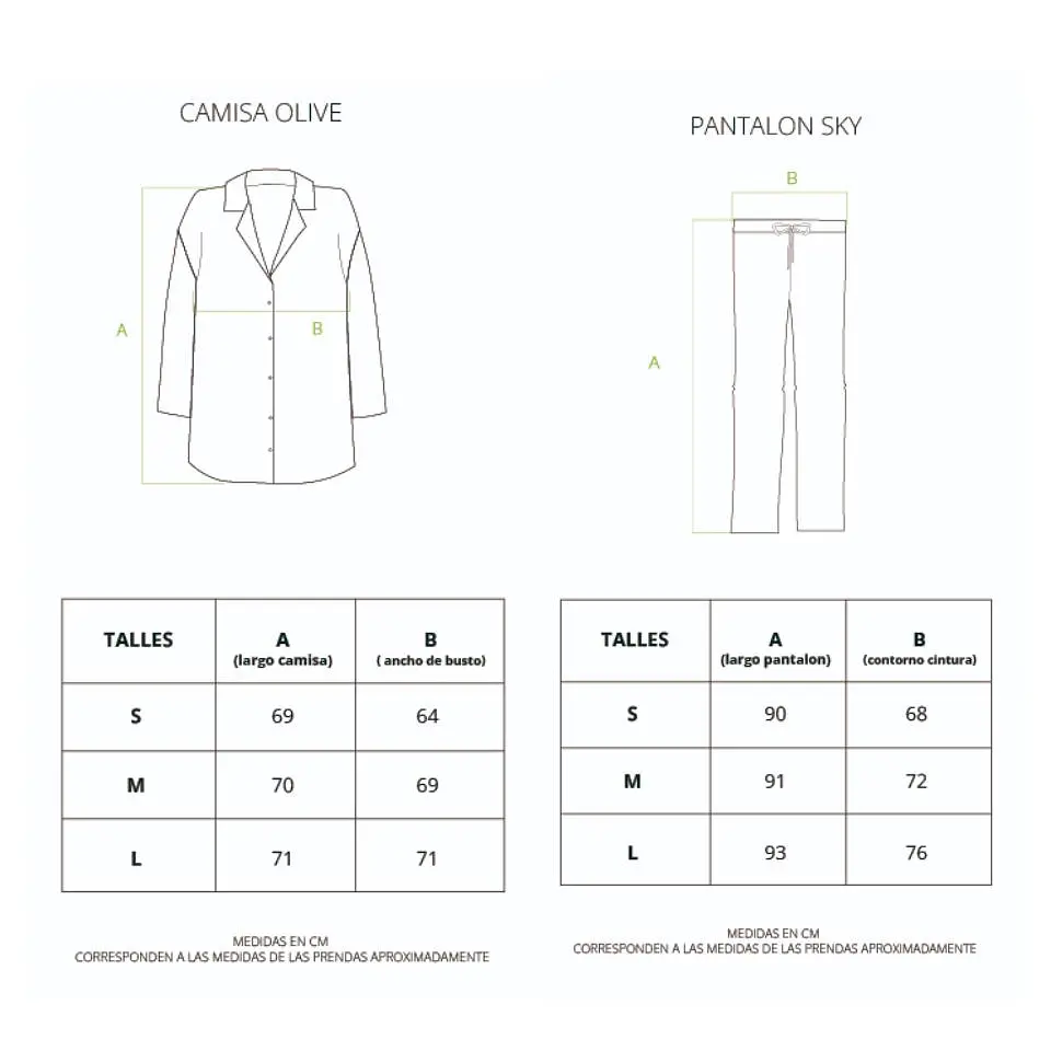 Pijama Olive St. Lucia Camisa/Pantalón 6