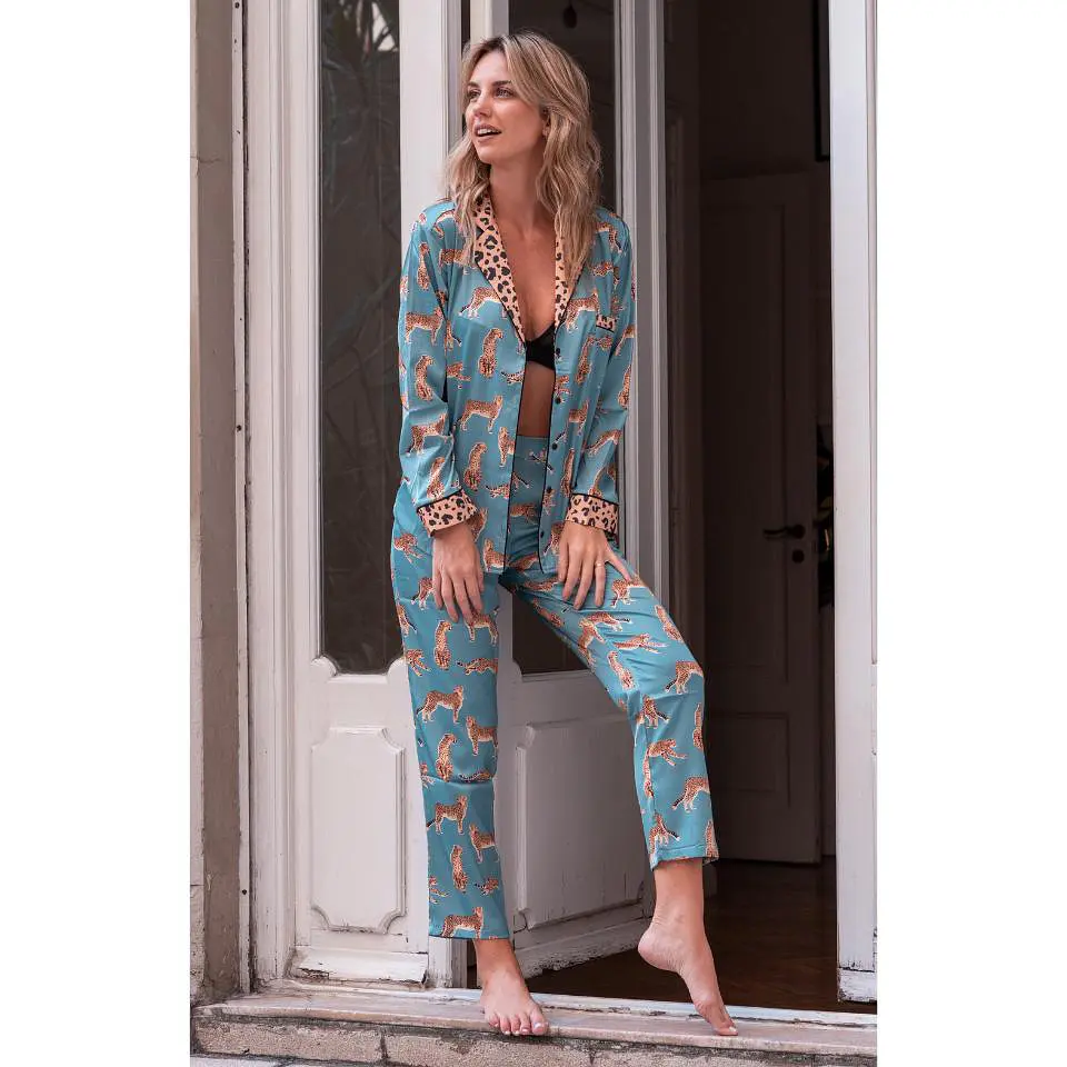 Pijama Joy Chipre Azul Camisa/Pantalón 8