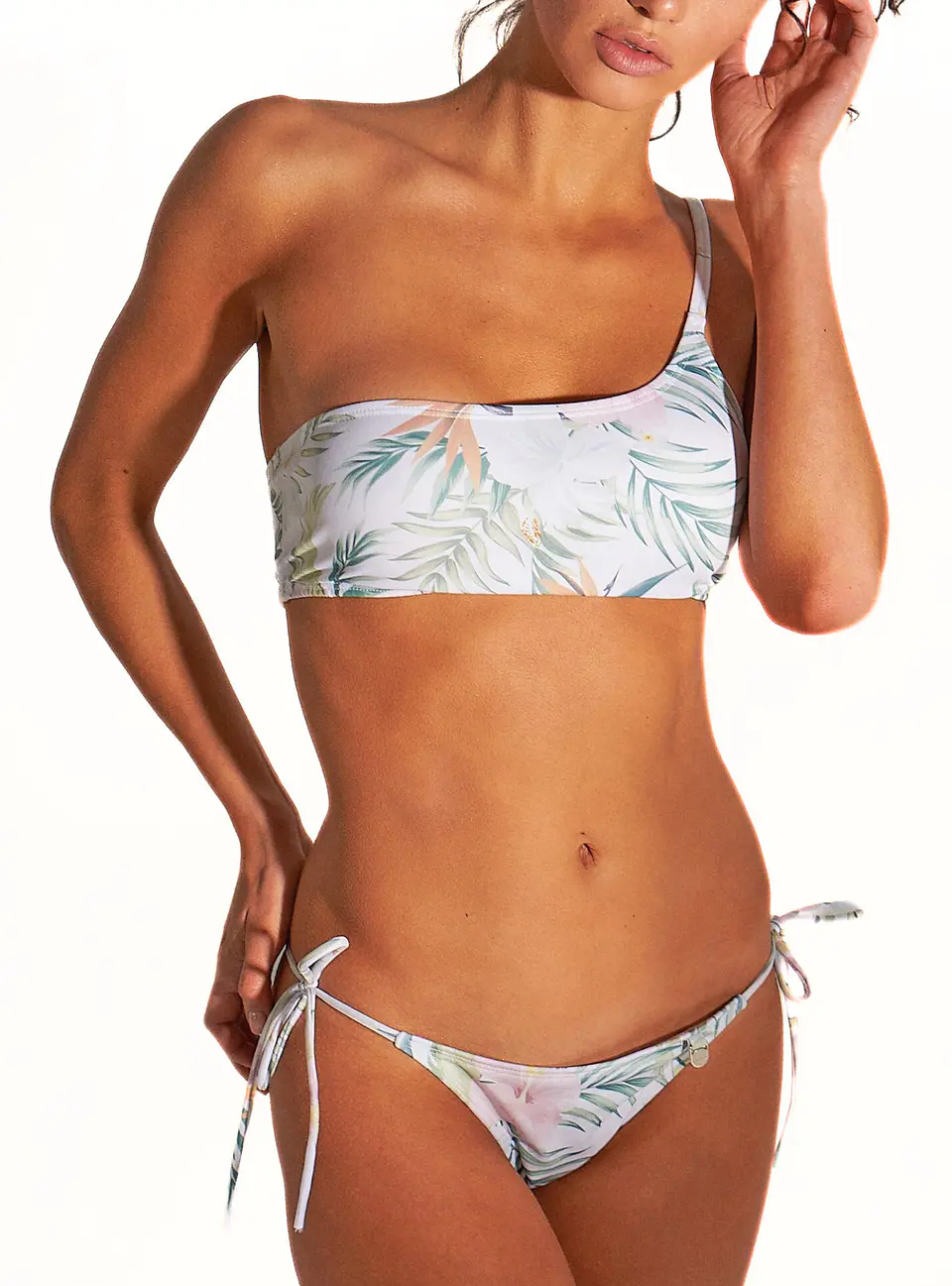 Bikini Creta Hojas Blanco 1