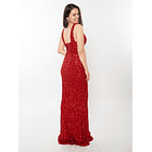 Vestido de Gala Graduación Noche con Lentejuelas Rojo 3