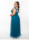 Vestido de Gala para Fiesta Día Plus Size Turquesa