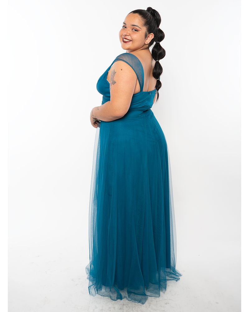 Vestido de Gala para Fiesta Día Plus Size Turquesa