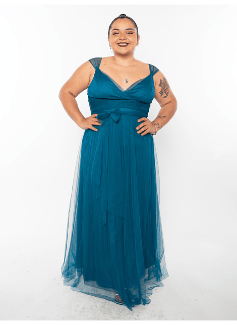 Vestido de Gala para Fiesta Día Plus Size Turquesa