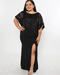 Vestido con capa Fiesta Noche Plus Size con Capa negro