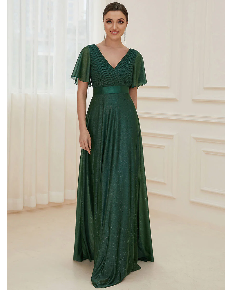 Vestido de Gala Madrina Mamá de la Novia verde