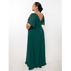 Vestido de Madrina Mangas Anchas ajustado en la cintura verde 3