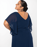 Vestido con Mangas Anchas Fiesta Gala Plus Size Azul