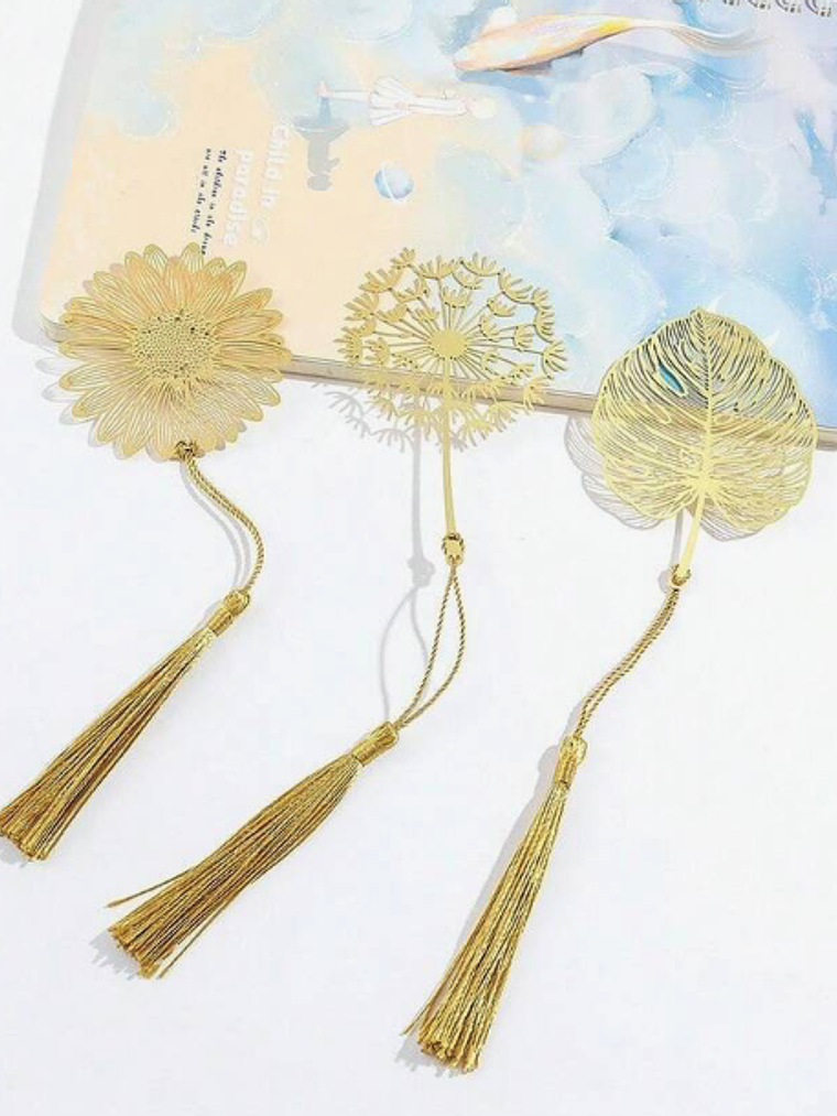 Marcadores de Libro Metálicos Umimori — Colección Naturaleza Dorada 1