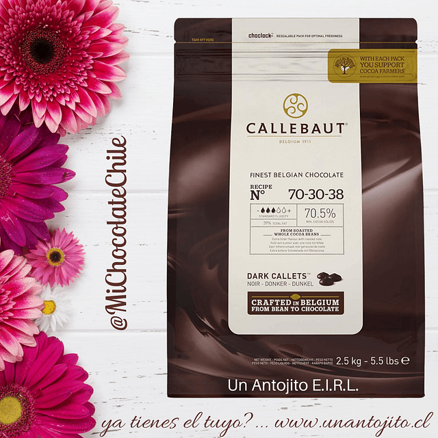 Chocolate Callebaut Bitter 70% 2.5 Kg. 